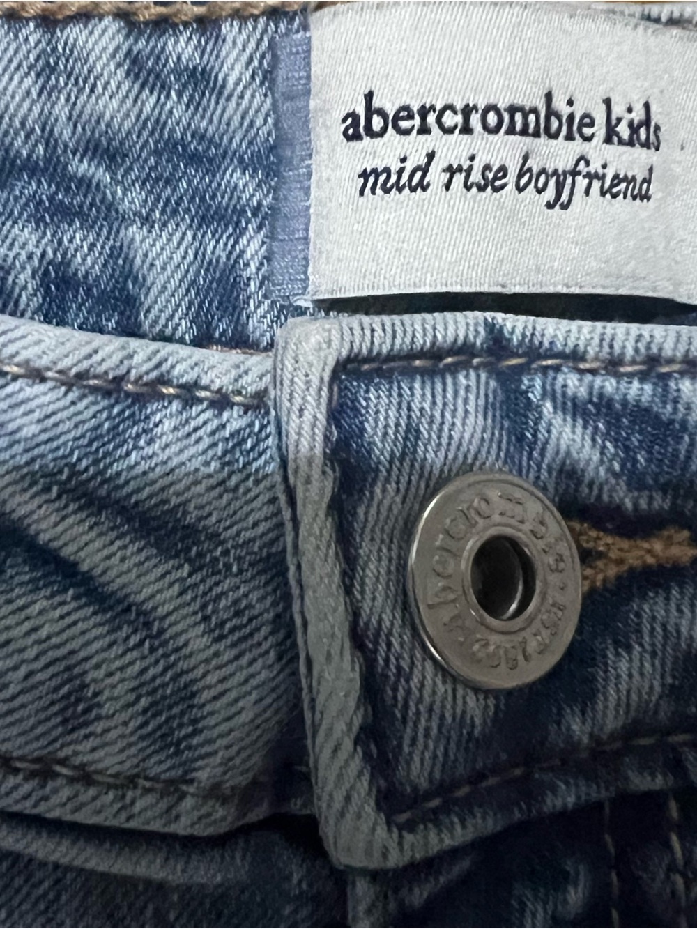 abercrombie kids Blue Denim Roll-Cuff Frayed Shorts - Picture 3 of 3